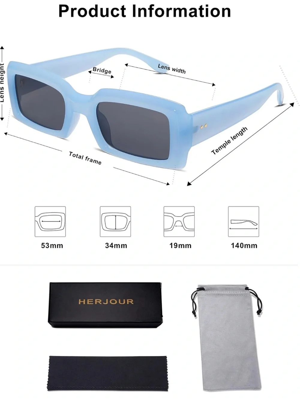 Vintage 90's Square Sunglasses Thick Frame Baby Blue Jelly